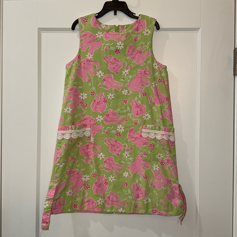 Vintage Lilly Pulitzer Shift Dress With Classic Elephant 🐘 Print Girls Size 8